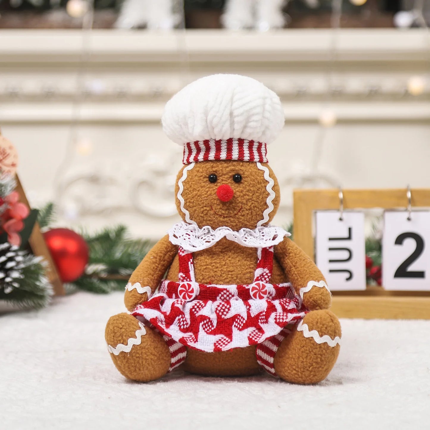 Plush Gingerbread Chef Dolls – Cute Christmas Table Decor for Holiday Parties & Gifts