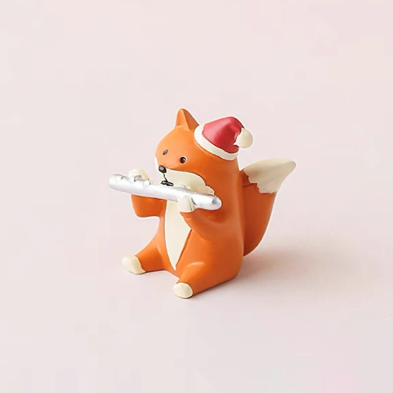 Mini Christmas Animal Figurines – Resin Woodland Holiday Decor for Shelf, Table & Gift Sets