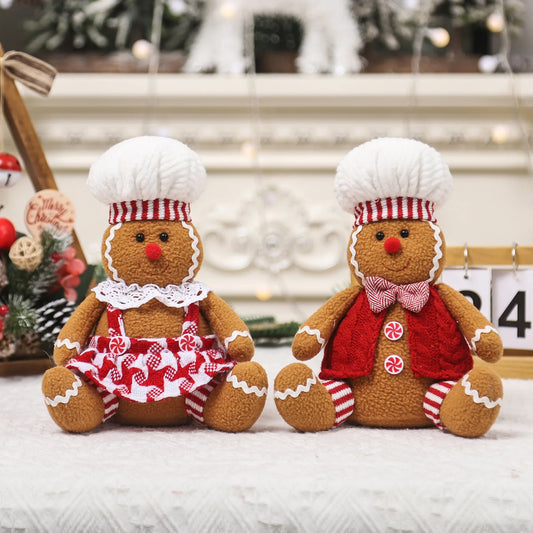 Plush Gingerbread Chef Dolls – Cute Christmas Table Decor for Holiday Parties & Gifts