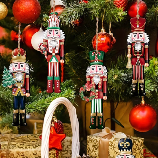 Mini Nutcracker Christmas Ornaments – 12pcs Wooden Xmas Tree Hanging Decor